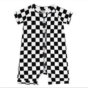 SOLD LS Cool Checks Shorty Romper 6-12